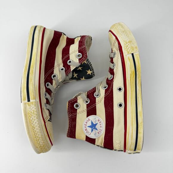 EUC Distressed‎ American Flag Converse Sneakers Women's 5/ Men's 3 Americana - Picture 1 of 10